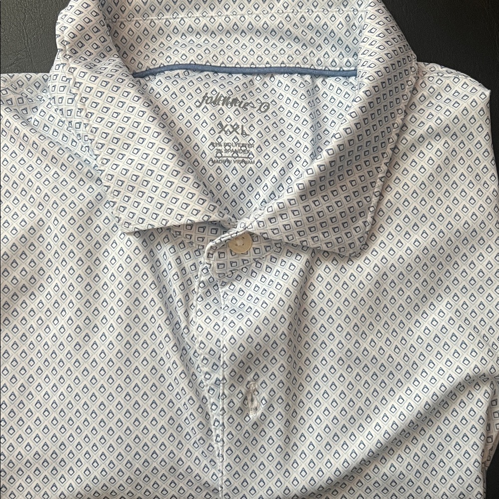 Blue Geometric Patterned Button-Up Shirt